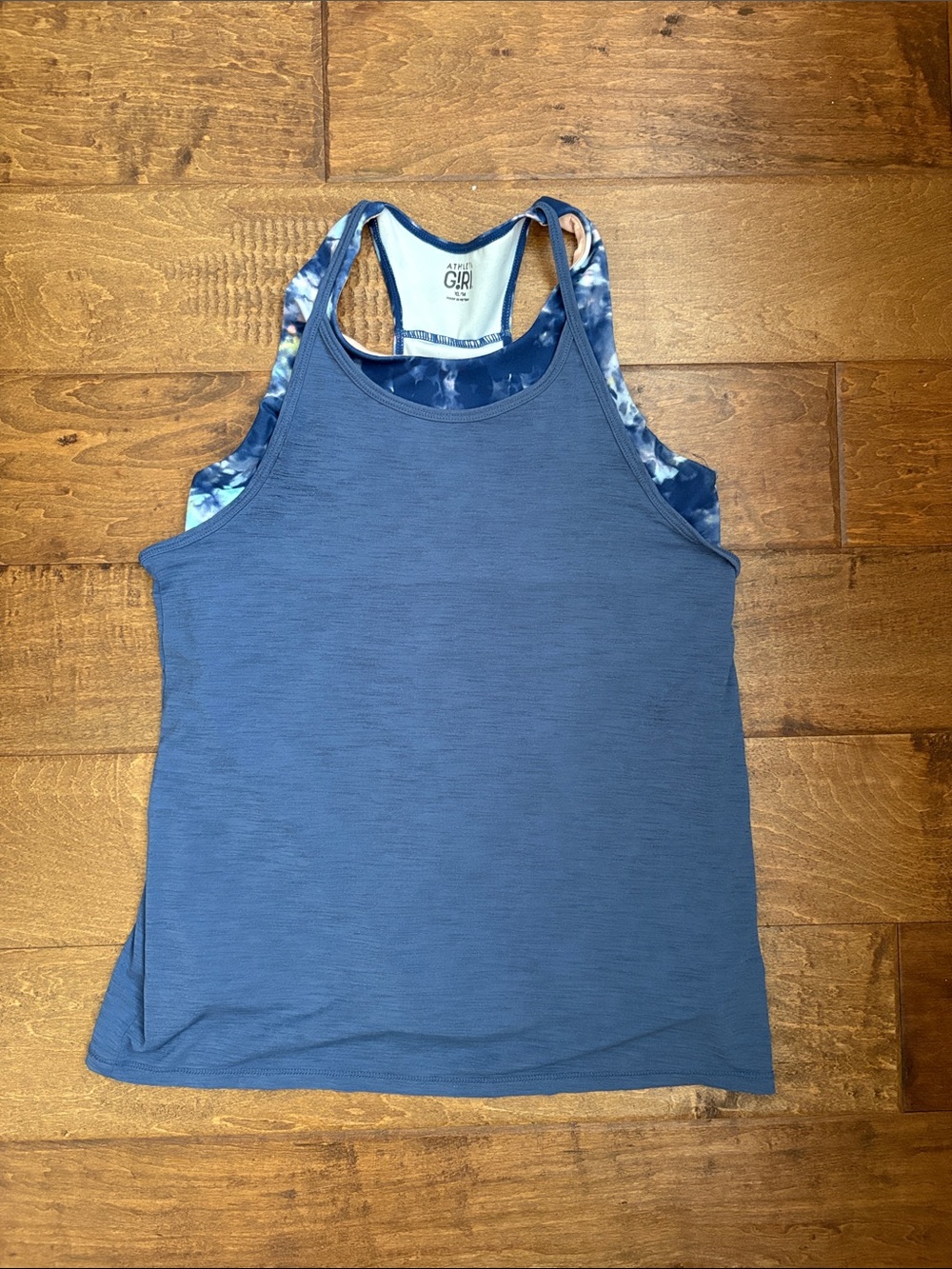 Athleta Girl Navy Blue Layered Racerback Tank Top